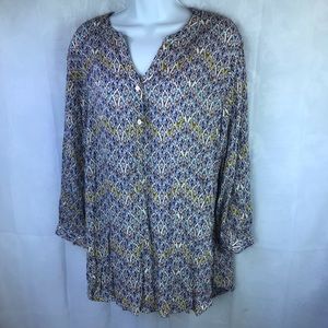Grand & Greene womens size xl vneck print blouse